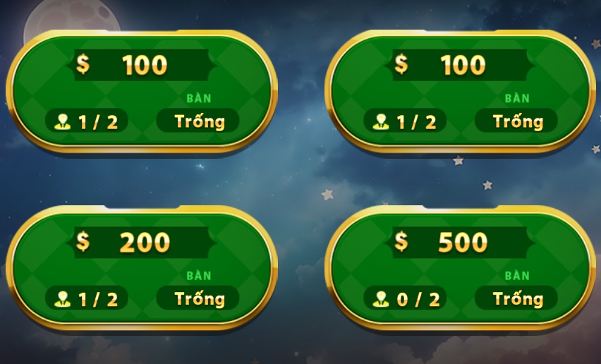 Game đánh bài có đa dạng bàn chơi để người chơi trải nghiệm